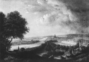 Vue De La Ville De Rouen Depuis La Colline Sainte-catherine by Charles Marie Bouton