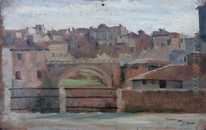 Tivoli (+ Italienische Kustenlandschaft, Lrgr; 2 Works) by Edgar Henri Boutry
