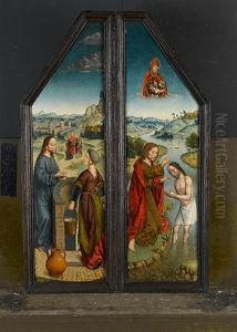 The Baptism Of Christ (+ Christ And The Woman Of Samaria; Diptych) by Aelbrecht Bouts