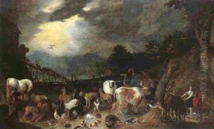 The Animals Entering The Ark by Frederik Bouttats the Elder