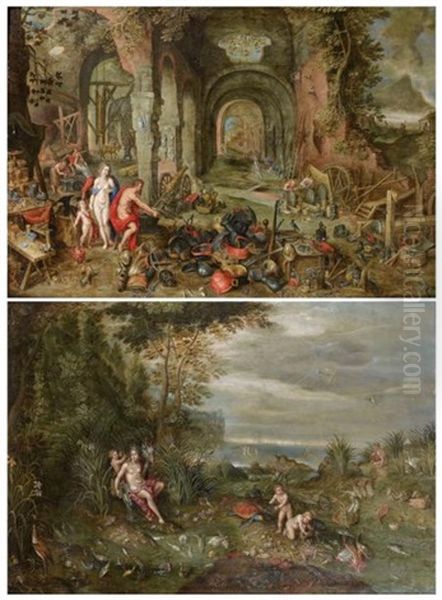 Venus Dans La Forge De Vulcain Ou L'allegorie Du Feu (+ Amphitrite Ou L'allegorie De L'eau; Pair) - view 1