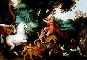 Milon De Crotone Entoure D'animaux Sauvages by Jacob Bouttats
