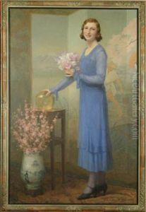 Portrait De Dame Dans Un Interieur- by Joseph Bouuaert