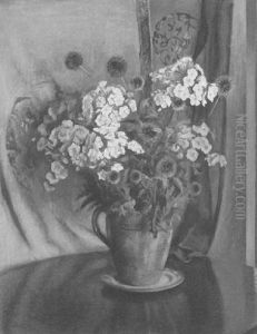 Still Life With Phlox And Globe Thistle by Rosamond Smith Bouve