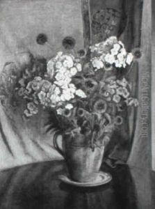 Still Life With Phlox And Bachelor Buttons by Rosamond Smith Bouve