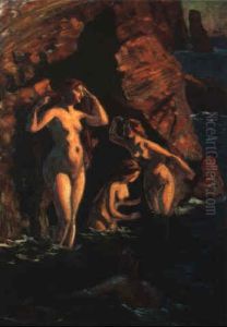 Baigneuses A La Pointe Des Poulains by Henry Bouvet