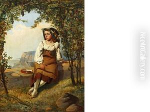 Neapolitan Girl Seated In A Coastal Vineyard