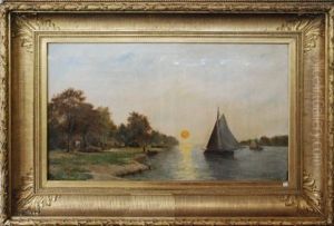 Coucher De Soleil Sur L'escaut by Gustavus Arthur Bouvier