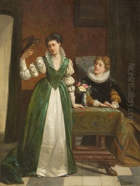 Ladies In An Interior With A Falcon - view 1