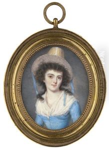 Bildnis Jeanne Catherine Sollicoffre Rilliet In Blauem Kleid Mit Strohhut Und Blauen Bandern