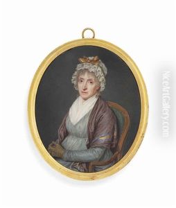 Madelaine Bouvier Nee Le Double (1731-1810), The Artist's Mother, Seated On A Green Upholstered Chair, In Grey Dress, White Fichu, Lilac Shawl With Red...