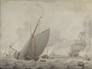 Segelschiffe Auf Bewegter See by Cornelis Bouwmeester