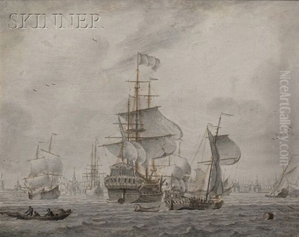 Vessels In Port In Calm Seas (2 Works) - view 1