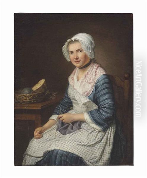A Girl Knitting - view 1