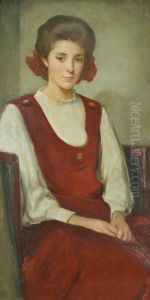 Portrait Of A Young Girl In A Red Dress by John White Alexander