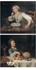 Allegorie Du Toucher Avec Prunes, Melon D'eau, Cerises Et Abricots (+ Allegorie De L'odorat Avec Sauge, Basilic, Thym Et Estragon; Pair) Allegorie Du Toucher Avec Prunes, Melon D'eau, Cerises Et Abricots (+ Allegorie De L'odorat Avec Sauge, Basilic, Thym Et Estragon; Pair)
