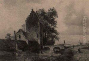 Figures Before A House On A River Figures Before A House On A River