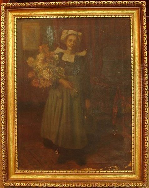 Woman With Chrysanthemums - view 1