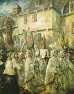 Procession Du Pardon De Ste-anne Dans La Ville Close A Concarneau by Benjamin James Bowen