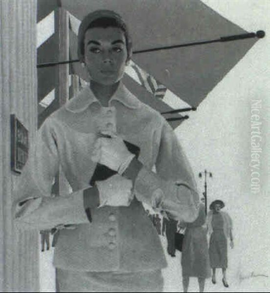 Woman Standing Outside Department Store - view 1