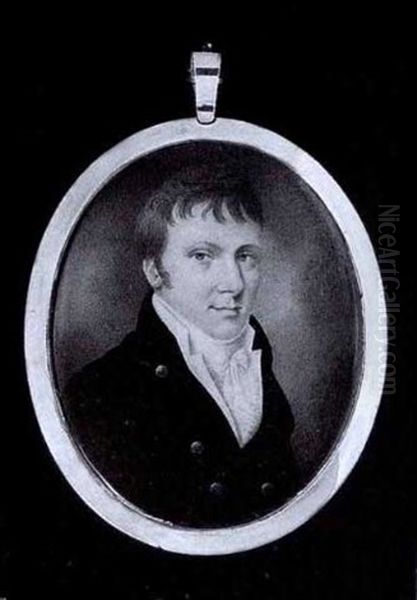 A Gentleman, Wearing Blue Coat, White Waistcoat And Tied Cravat - view 1