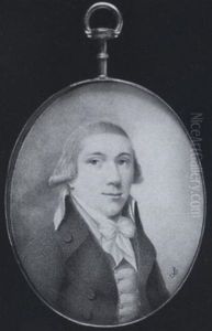 A Gentleman Wearing Grey Coat With White Collar, Buff Coloured Waistcoat And White Cravat by Joseph Bowring