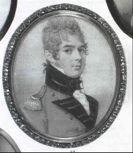 An Officer, Probably Of The 64th Regiment Of Foot, In Red Coat With Black Facings, Gold Epaulette - view 1