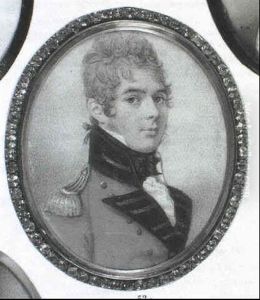 An Officer, Probably Of The 64th Regiment Of Foot, In Red   Coat With Black Facings, Gold Epaulette