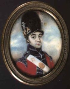 An Officer, Possibly Of The Cheshire Yeomanry, In Scarlet   Coat With Blue Facings And Silver Lace...