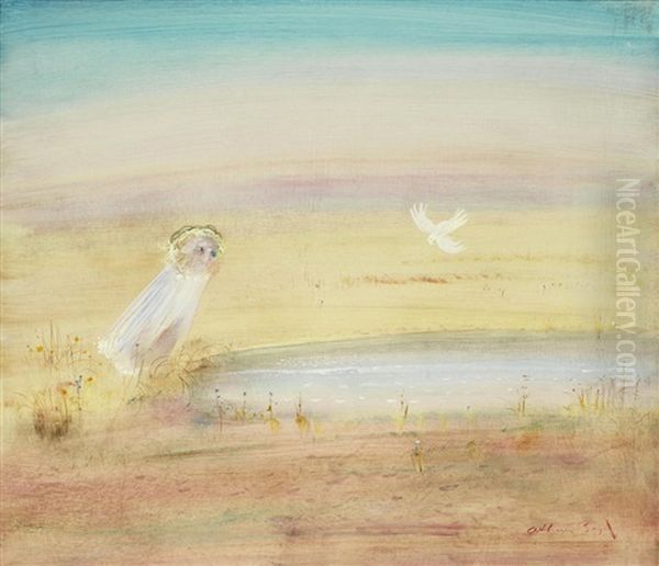 Figure With Landscape And Bird - view 1