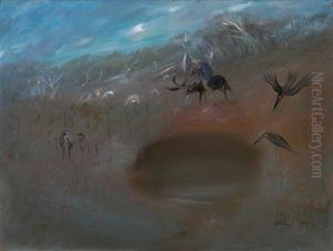 Landscape With Hunter, Crows And Dark Pond by Arthur Merric Boyd