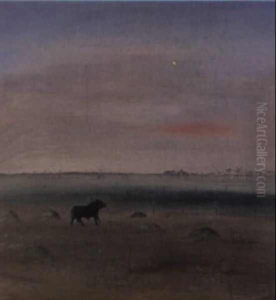 Bull In A Dusk Landscape - view 1