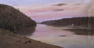 Shoalhaven River At Sunrise With Cattle by Arthur Merric Boyd