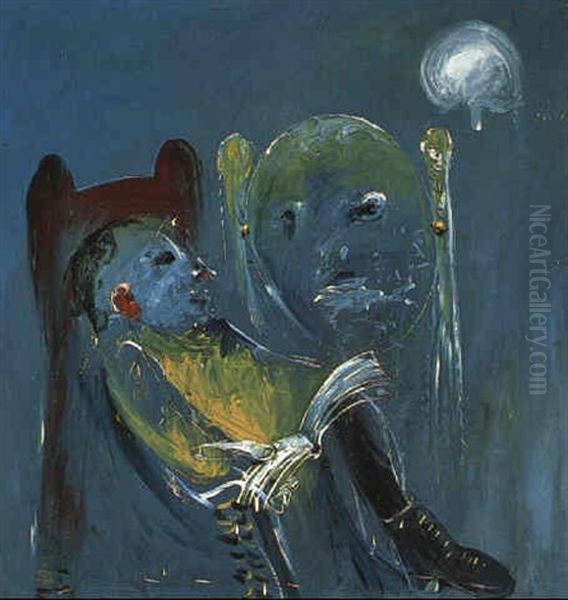 Seated Man, Book And Mirror - view 1