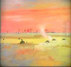 Burning Off At Sunset, Wimmera Landscape by Arthur Merric Boyd