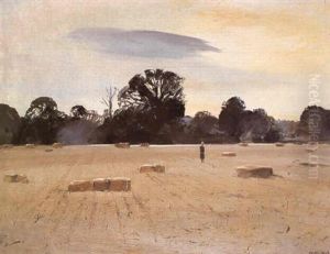 Landscape With Hay Bales And Figure