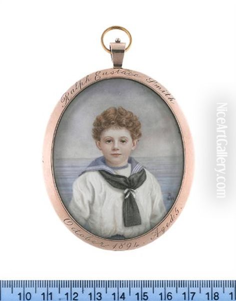 Ralph Eustace Smith Wearing White Sailor's Chemise With Blue Collar, Matching White Under-shirt With Blue Borders To The Neckline, Black Scarf Tied With White Ribbon At His Chest - view 1