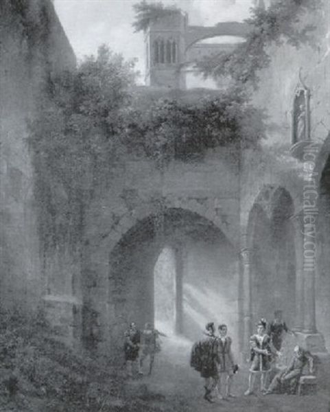 Gentilhomme Soignant Un Moine Dans La Cour D'un Monastere - view 1