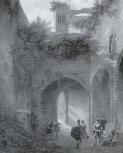 Gentilhomme Soignant Un Moine Dans La Cour D'un Monastere by Alexis-Francois Boyenval