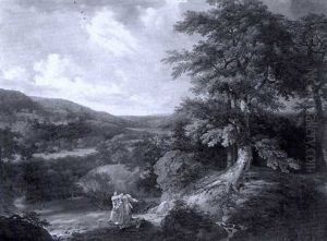 Figures In An Extensive Wooded Landscape by Alexis-Francois Boyenval