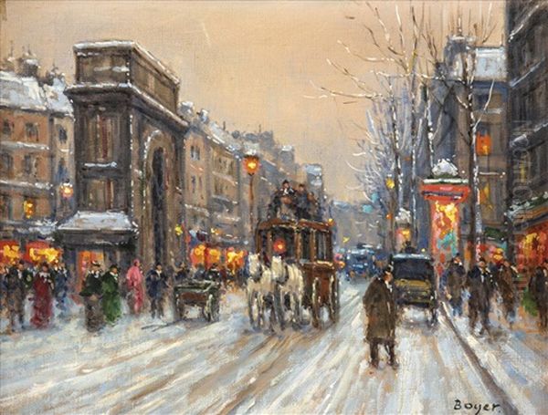 Belebte Pariser Strase Im Winter - view 1