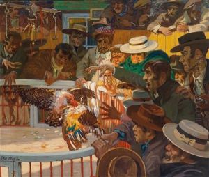 Hahnenkampf In Sevilla by Otto Boyer