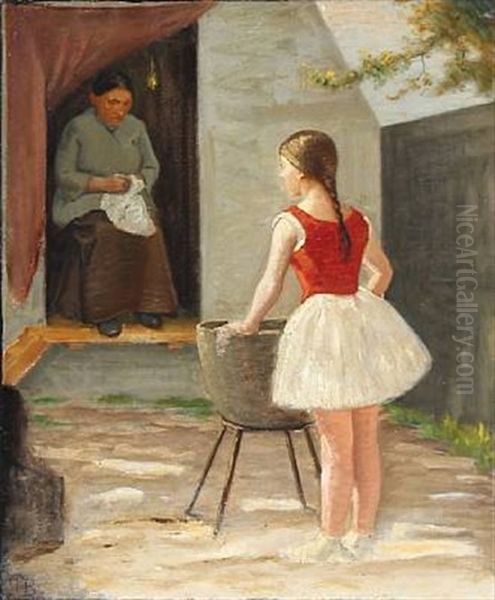 A Girl Dancing In Front Of An Elderly Woman - view 1