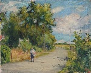 Country Road With Walking Figure