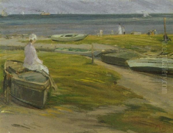 Strandparti Med Figurer, I Baggrunden Havet - view 1