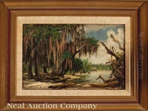 Spanish Moss-draped Live Oak Trees, River Batture by Charles Wellington Boyle