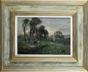 Cattle In A Meadow; And Cattle By A River (pair)