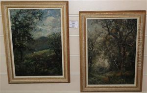 Woodland And Cattle On A Hillside (pair)