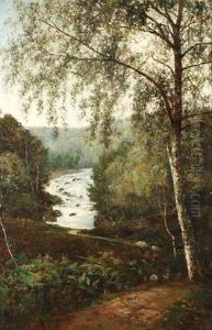 Wooded Riverside Path (+ Another Similar; Pair)