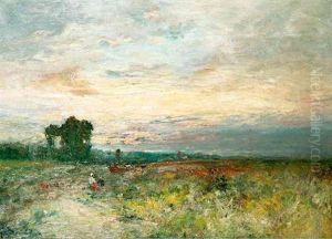 Figures In An Exstensive Landscape At Dusk